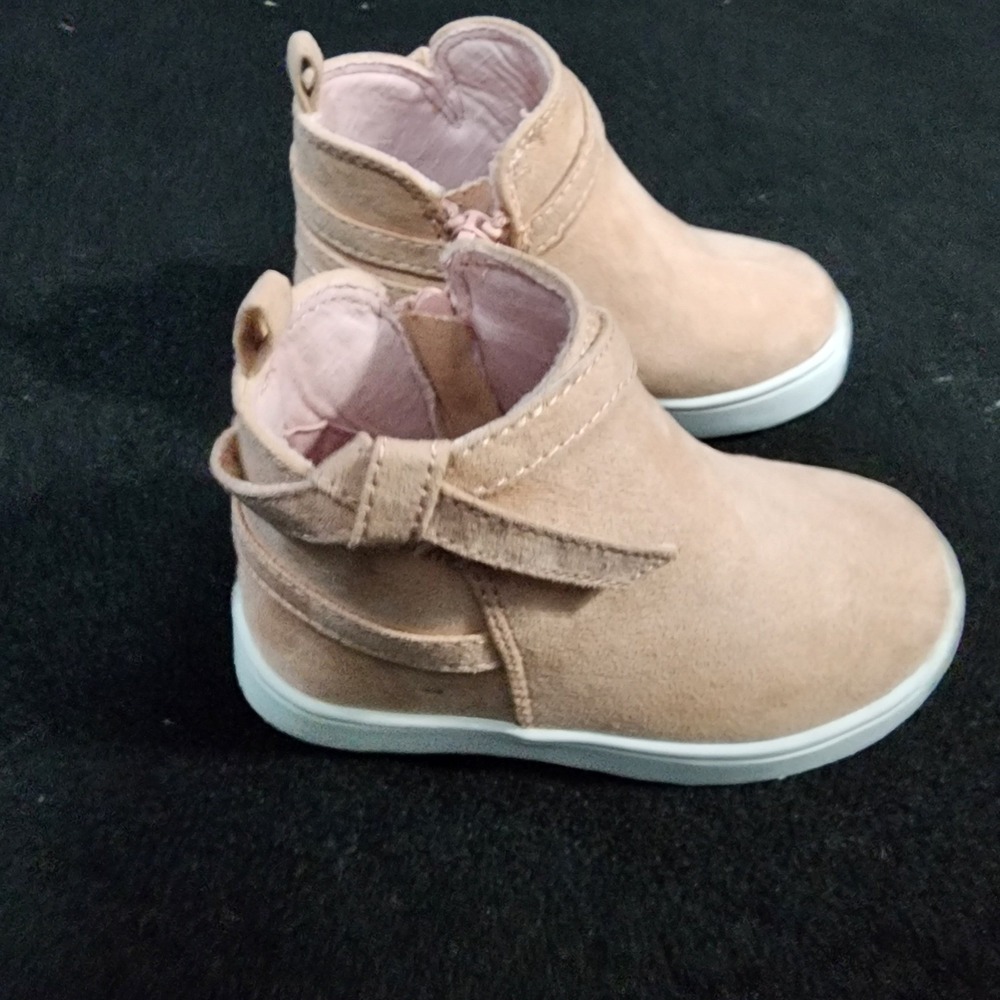 Dr Scholls Kids Boots Tan Suede Zip Side Ankle Booties Size 7 - Picture 3 of 8
